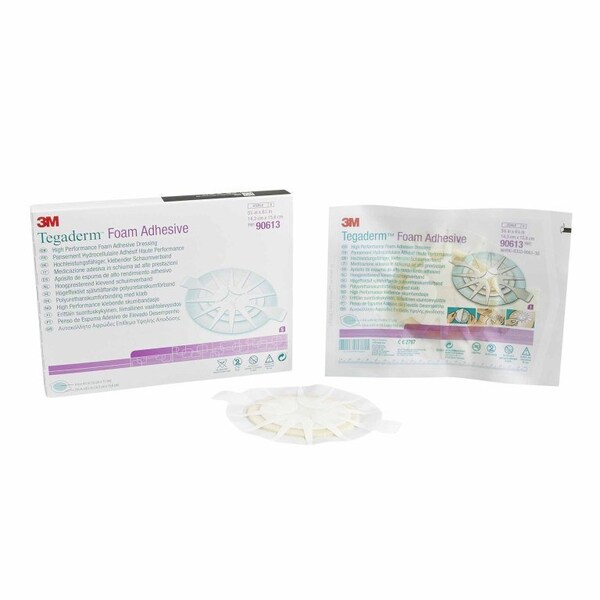 3M Tegaderm Foam Dressing 5-5/8 X 6-1/8 Inch With Border Film Backing Acrylic Adhesive Oval Sterile, 5PK 90613 - main